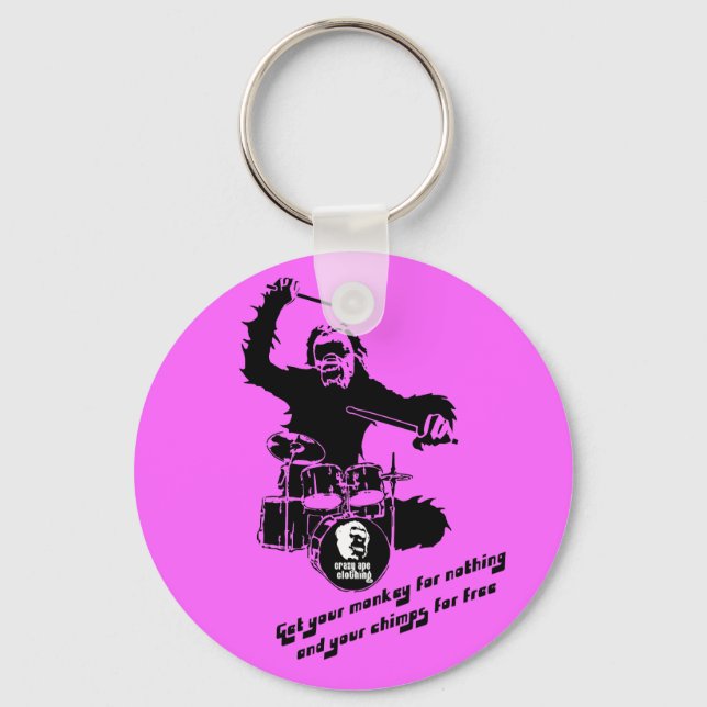 drum monkey crazyape keychain (Front)