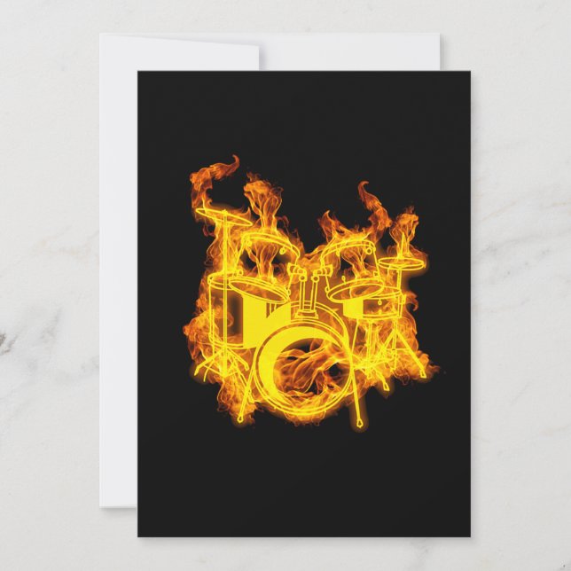 Drum On Fire Music Drum Kit Lover Gift Idea Invitation (Front)