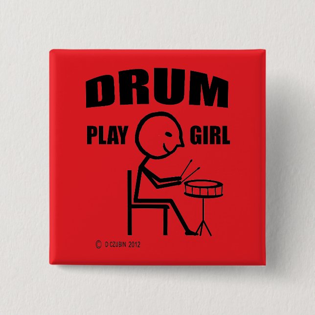 Drum Play Girl Button (Front)