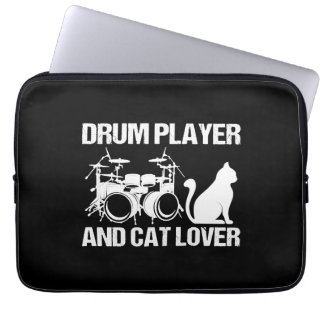 Drum Player And Cat Lover Drumming Musician Drums Laptop Sleeve