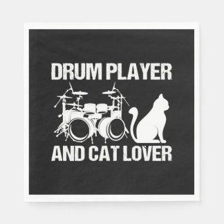 Drum Player And Cat Lover Drumming Musician Drums Napkins