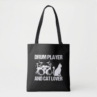 Drum Player And Cat Lover Drumming Musician Drums Tote Bag