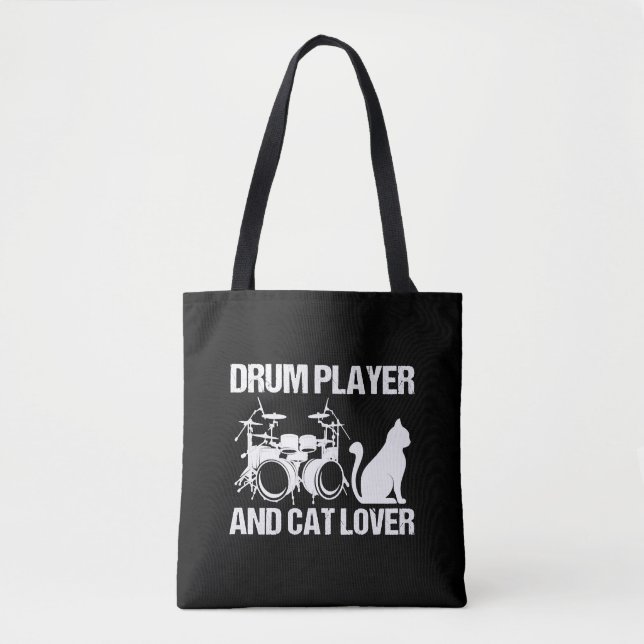 Drum Player And Cat Lover Drumming Musician Drums Tote Bag (Front)