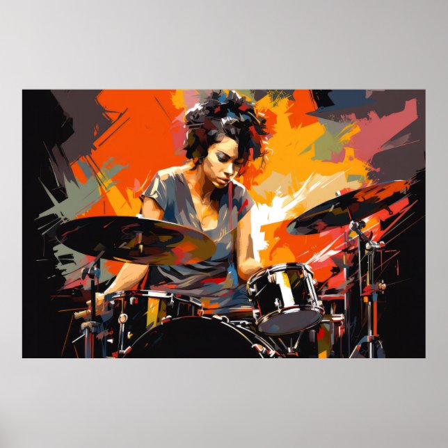 Drum Player Music Painting Abstract Art Decor (Front)