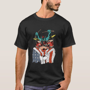 Drum Player with American Flag T-Shirt