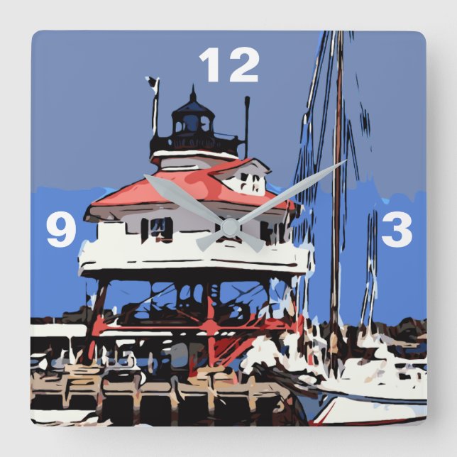 DRUM POINT LIGHT SQUARE WALL CLOCK (Front)