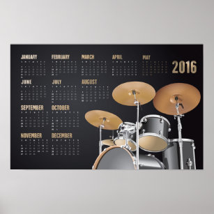 Drum Set 2016 Calendar Poster