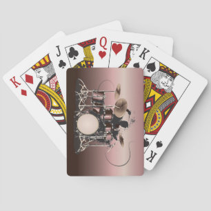 Drum Set and Drummer Playing Poker Cards