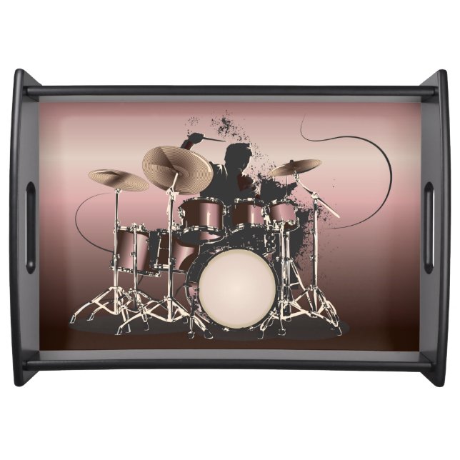 Drum Set and Drummer Playing Serving Tray (Front)