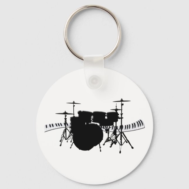 Drum Set and Piano Keyboard Keychain (Front)