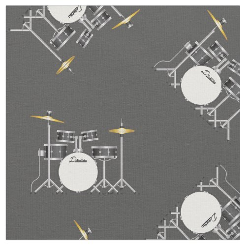 Drum Set Band Music Musician Room Decor Grey Fabric