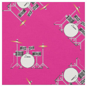 Drum Set Band Music Musician Room Decor Pink Fabric
