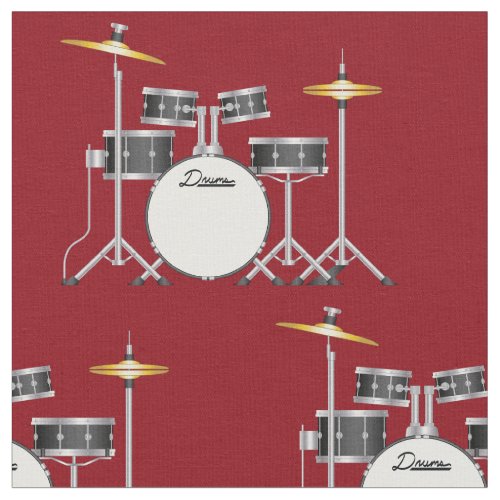 Drum Set Band Music Musician Room Decor Red Fabric
