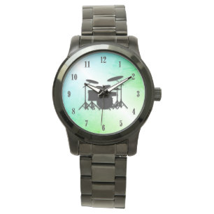 Drum Set Black Numbers Wristwatch