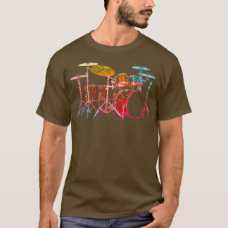 Drum Set bold digital colors T-Shirt
