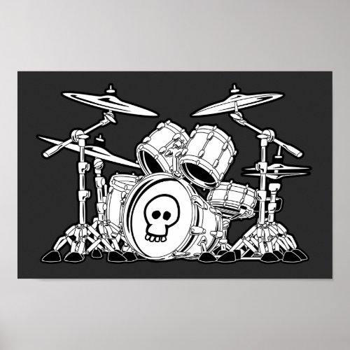 Drum Set Cartoon Poster