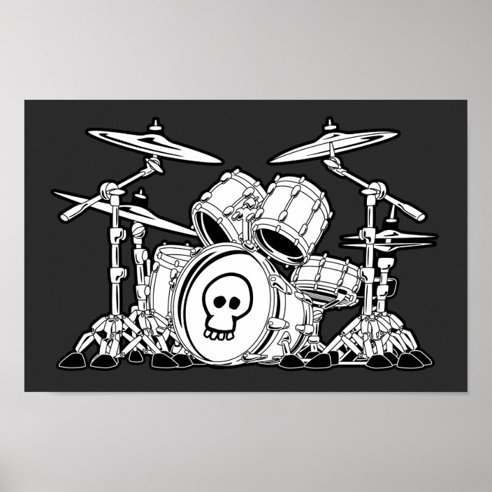 Drum Set Cartoon Poster Zazzle Com