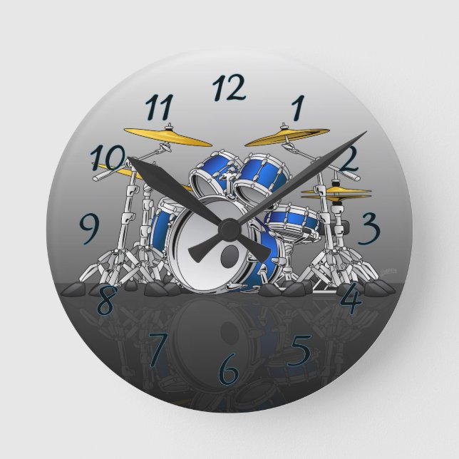 Drum Set Cartoon Round Clock (Front)