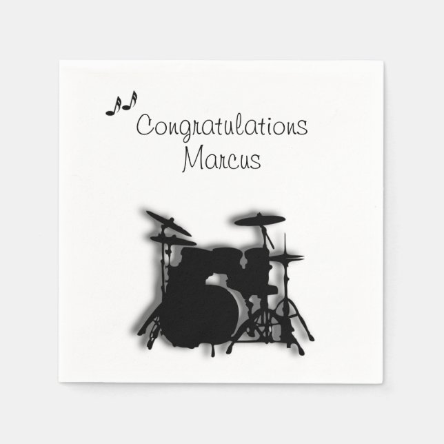 Drum Set Custom Congratulations Napkins (Front)