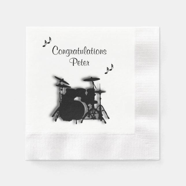 Drum Set Custom Congratulations Napkins (Front)