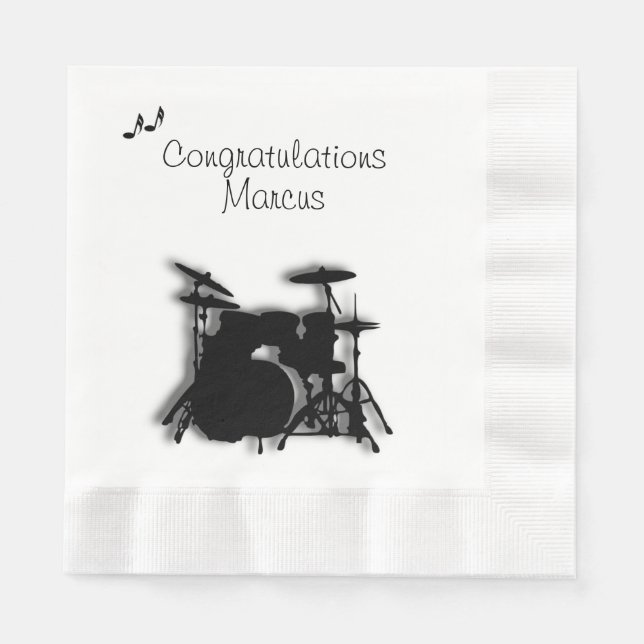 Drum Set Custom Congratulations Paper Napkins (Front)