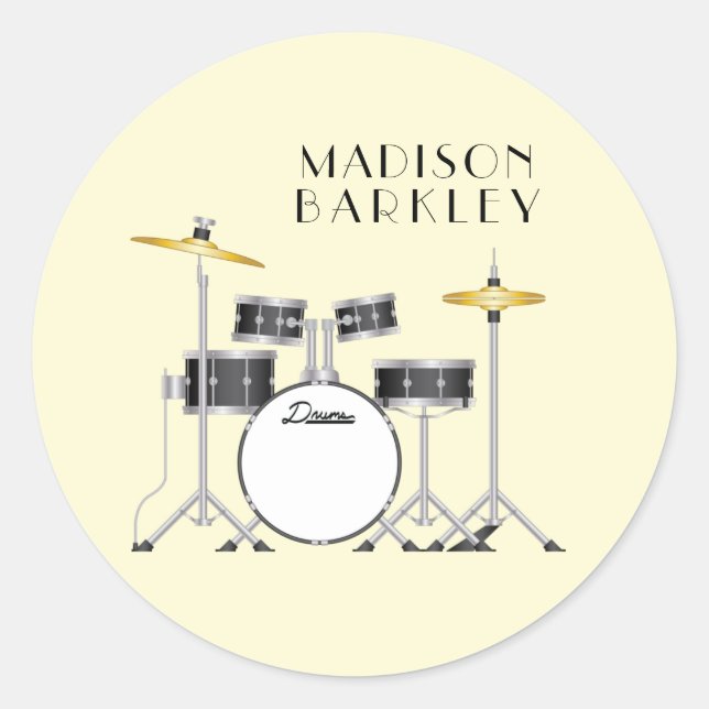 Drum Set Drummer Band Teacher Musician Classic Round Sticker (Front)