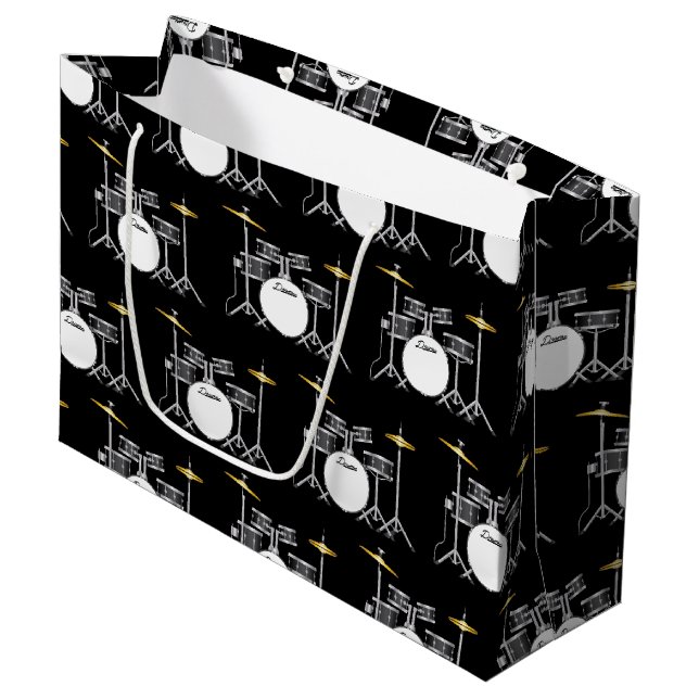 Drum Set Drummer Band Teacher Musician Large Gift Bag (Front Angled)