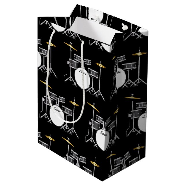 Drum Set Drummer Band Teacher Musician Medium Gift Bag (Back Angled)