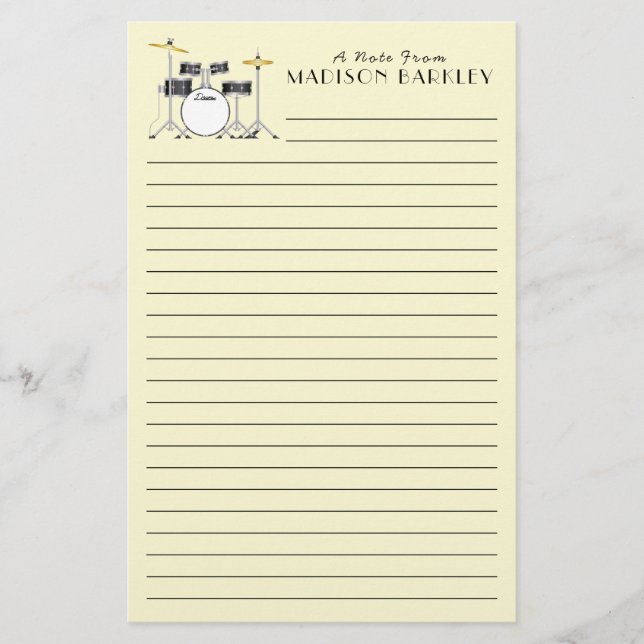 Drum Set Drummer Band Teacher Musician Stationery (Front)