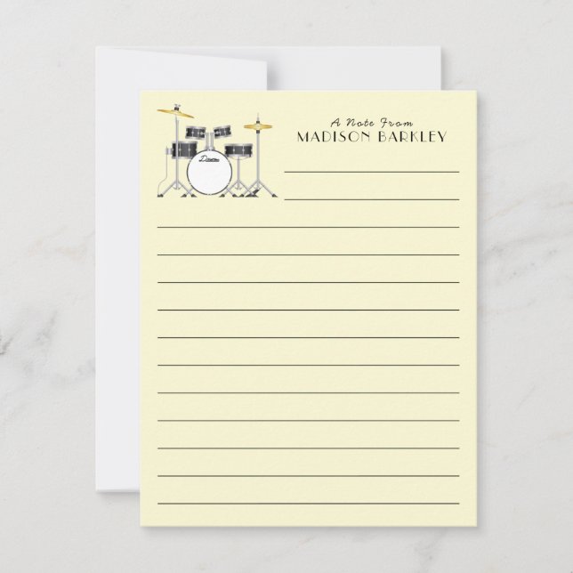 Drum Set Drummer Band Teacher Musician Thank You Card (Front)