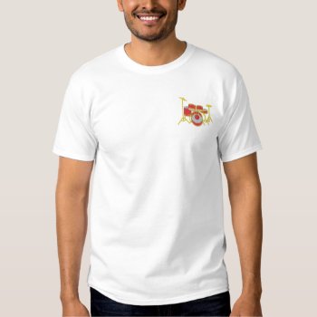 Drum Set Embroidered T-shirt by pitneybowes at Zazzle