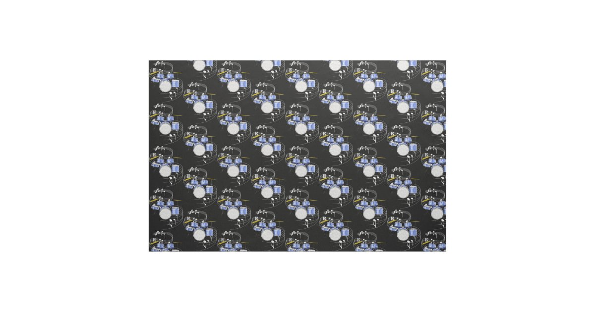 Drum Set Fabric Dark Zazzle
