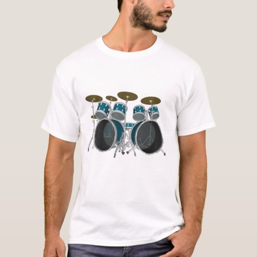 Drum Set green _ Double Kick Drum Kit T_Shirt