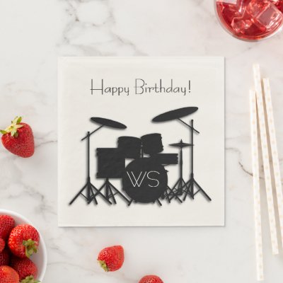 Drum Set Monogram Birthday Napkins