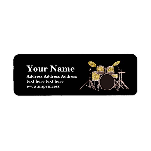drum set, music , adult, return address stickers (Front)