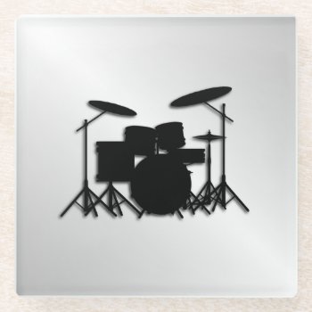 Drum Set Music Design Glass Coaster by LwoodMusic at Zazzle