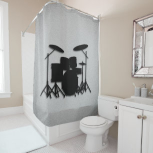 Drum Set Music Design Gray Shower Curtain