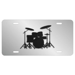 Drum Set Music Design License Plate