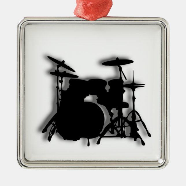 Drum Set Music Design Metal Ornament (Front)
