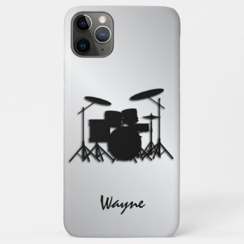 Drum Set Music Design Personal Iphone 11 Pro Max Case by LwoodMusic at Zazzle