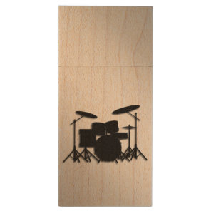 Drum Set Music Design Wood USB Flash Drive