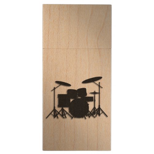 Drum Set Music Design Wood USB Flash Drive