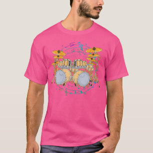 Drum Set Music Notes Percussion Drummer Musician D T-Shirt