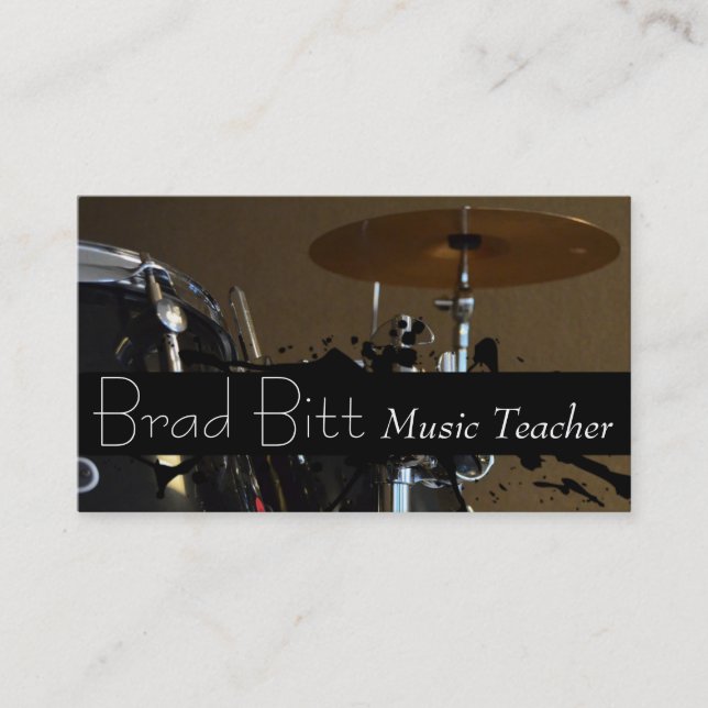 Drum Set Music Teacher Business Card (Front)