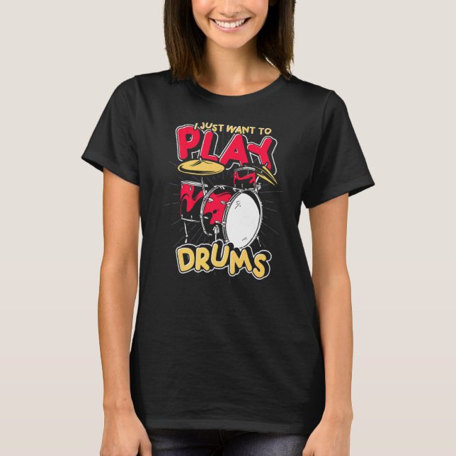 Drum Set Percussion Music  Drummer Musician  Drums T-Shirt (Front)