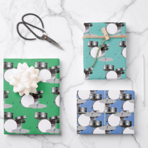 Drum Set Percussion Musical Design  Wrapping Paper Sheets