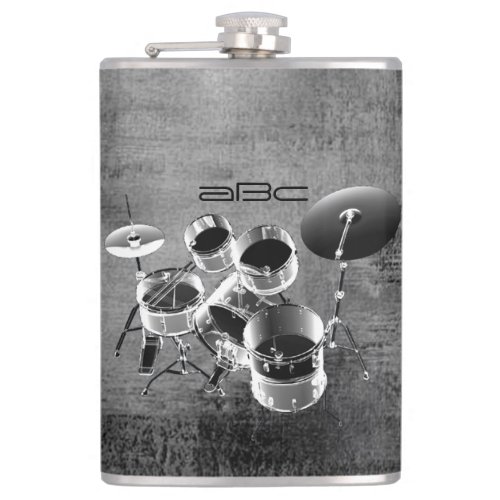 Drum Set  Personalized Gift for Drummers Flask