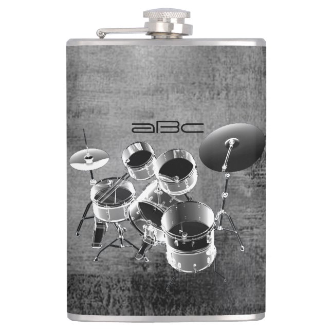 Drum Set / Personalized Gift for Drummers Flask (Front)