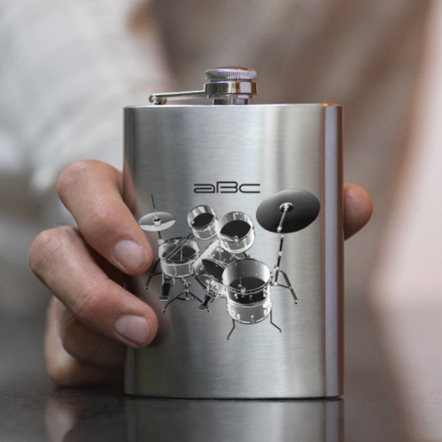 Drum Set / Personalized Gift for Drummers Hip Flask (Creator Uploaded)