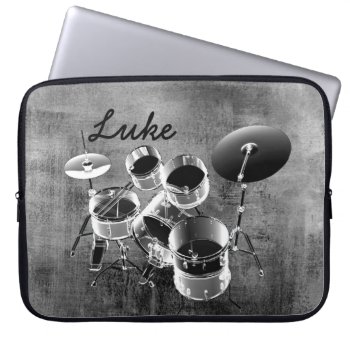 Drum Set / Personalized Gift For Drummers Laptop Sleeve by riverme at Zazzle